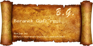 Beranek Györgyi névjegykártya